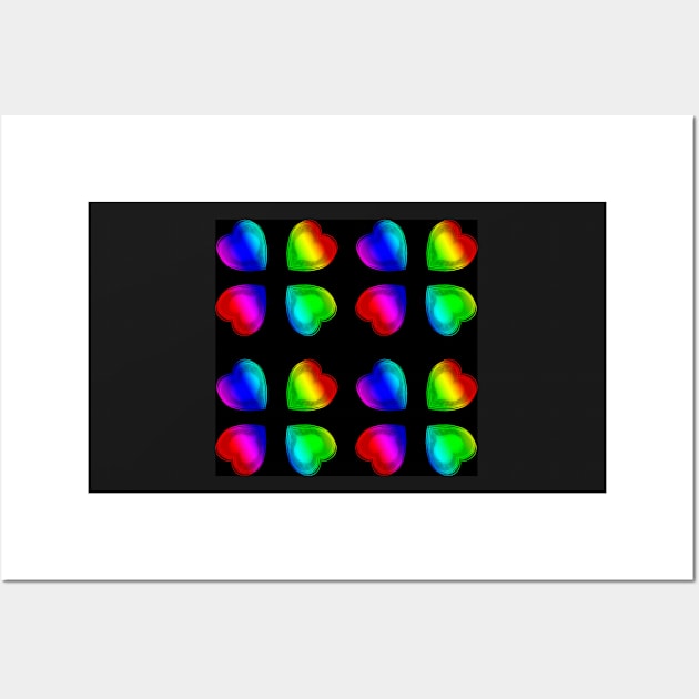 Rainbow Hearts With Black Background Wall Art by NeavesPhoto